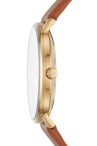 Montre à quartz en cuir - Marron et doré