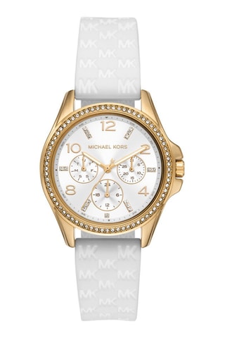 Montre à quartz en silicone - Blanc et doré