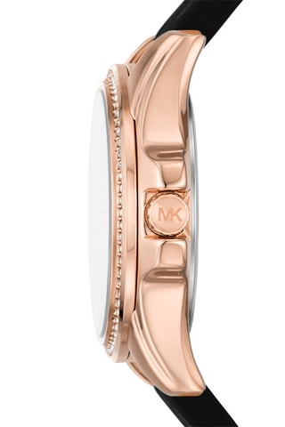 Montre à quartz en silicone - Noir et doré rose