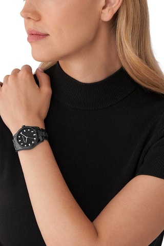 Montre à quartz en acier - Noir