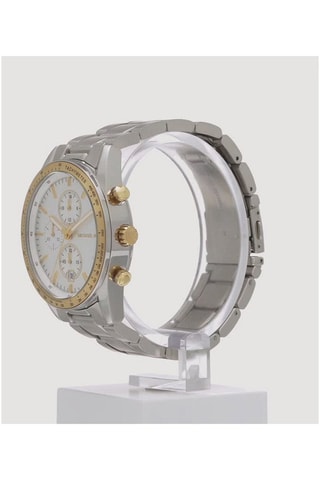 Montre à quartz en acier - Chronographe et tachymètre - Argenté et doré 