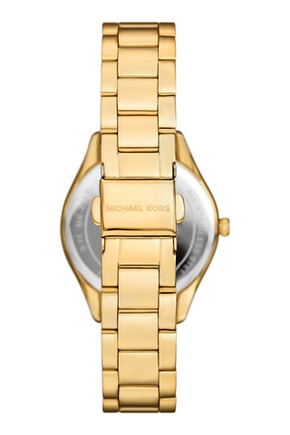 Coffret montre à quartz en acier, collier et puces - Doré et blanc
