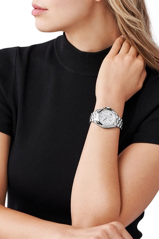 Montre à quartz en acier - Chronographe - Argenté