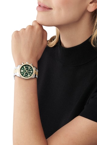 Montre à quartz en acier - Chronographe - Argenté et doré