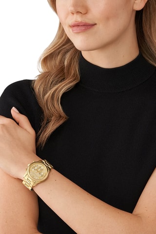 Montre à quartz en acier - Chronographe - Doré