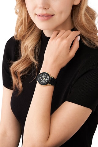 Montre à quartz en acier - Chronographe - Noir et doré