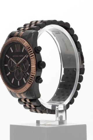 Montre à quartz en acier - Chronographe - Argenté et doré rose