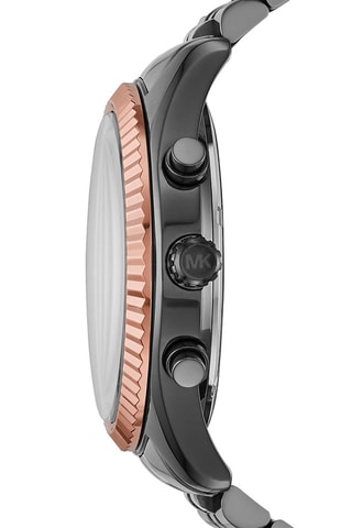 Montre à quartz en acier - Chronographe - Argenté et doré rose