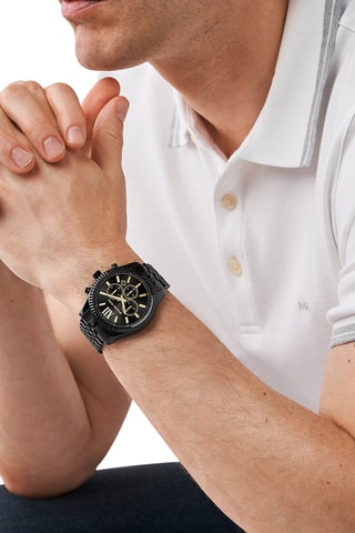 Montre à quartz en acier - Chronographe - Noir