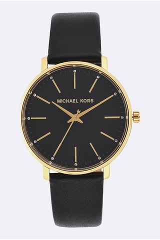 Montre à quartz en cuir - Noir et doré