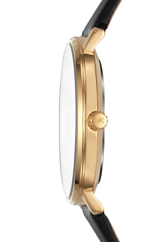 Montre à quartz en cuir - Noir et doré