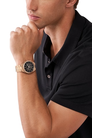 Montre à quartz en acier - Chronographe - Doré
