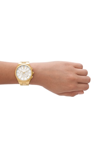 Montre à quartz en acier - Chronographe - Doré
