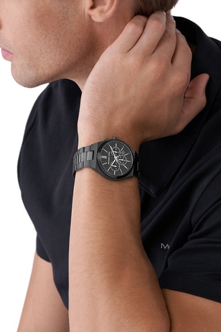 Montre à quartz en acier - Chronographe - Noir
