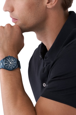 Montre à quartz en acier - Chronographe - Bleu