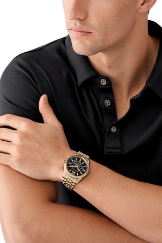 Montre à quartz en acier - Chronographe - Doré