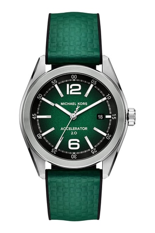 Montre à quartz en tissu - Vert et argenté
