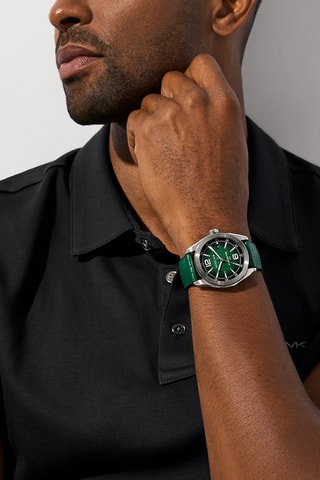Montre à quartz en tissu - Vert et argenté
