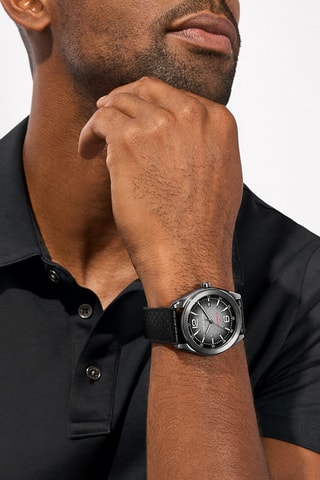 Montre à quartz en tissu - Noir et argenté