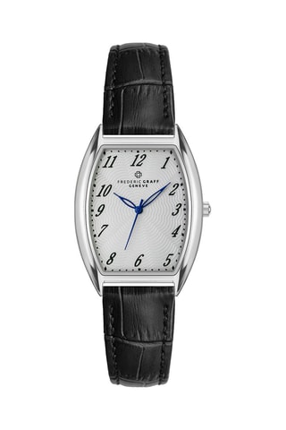 Montre à quartz en cuir - Noir et argenté - Frederic Graff