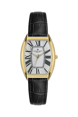Montre à quartz en cuir - Noir et doré - Frederic Graff