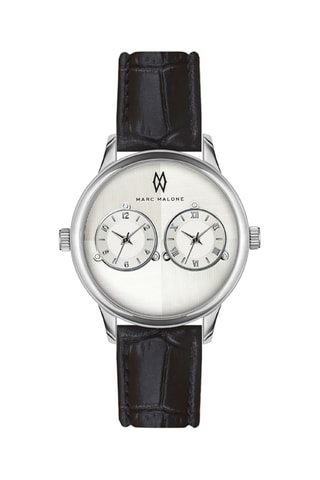 Montre à quartz en cuir et plaqué ion argent Louis - Marc Malone