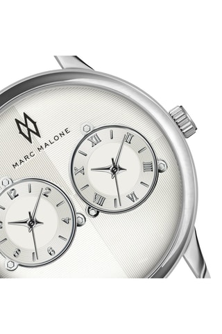 Montre à quartz en cuir et plaqué ion argent Louis - Marc Malone