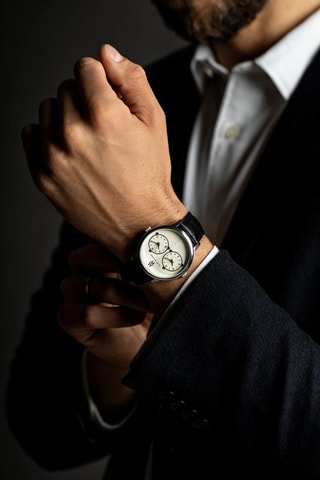 Montre à quartz en cuir et plaqué ion argent Louis - Marc Malone