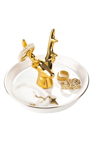 Porte-bijoux en céramique Bergen - Blanc et doré - Somm