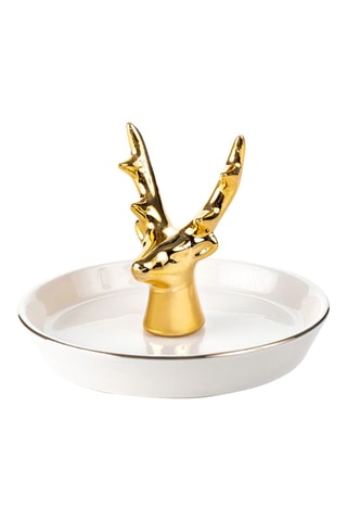 Porte-bijoux en céramique Bergen - Blanc et doré - Somm