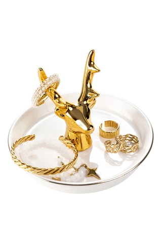 Porte-bijoux en céramique Bergen - Blanc et doré - Somm