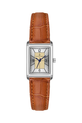 Montre à quartz en cuir - Marron et argenté
