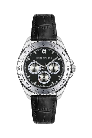 Montre à quartz en cuir - Noir et argenté
