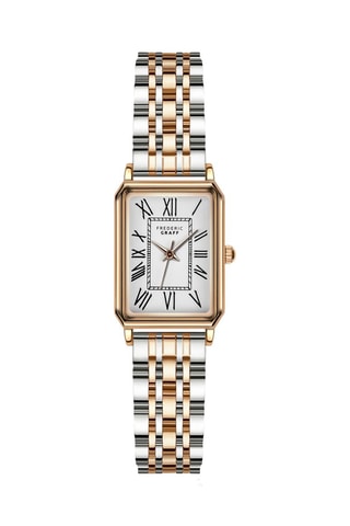 Montre à quartz en acier - Argenté et doré rose - Frederic Graff