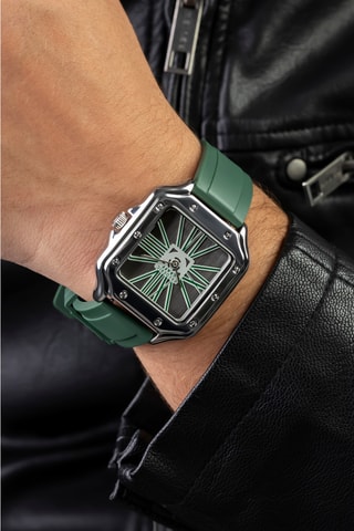 Montre à quartz en silicone - Vert et argenté
