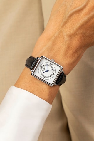 Montre à quartz en cuir - Noir et argenté - Frederic Graff