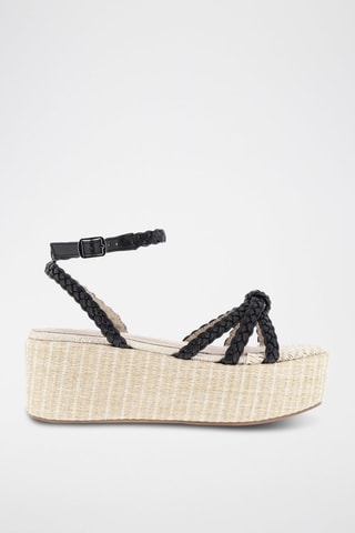 Sandalen met Sleehak - Zwart