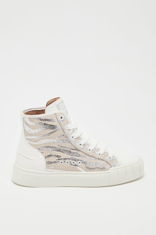 Hoge Sneakers Wit en Zilverkleurig