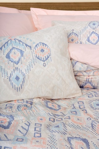 Parure de couette en coton 57 fils/cm² Mosola - Saumon et bleu
