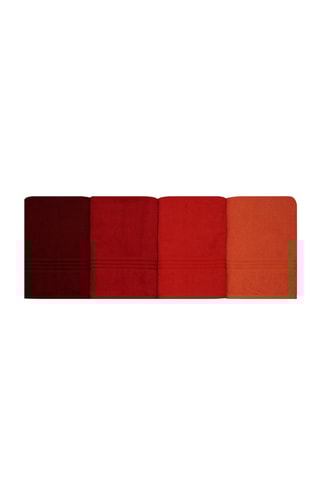 4 draps de douche - Rouge - 70 x 140 cm