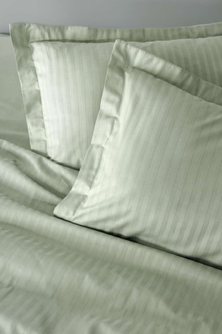 Parure de couette en satin de coton 83 fils/cm² Stripe - Vert sauge