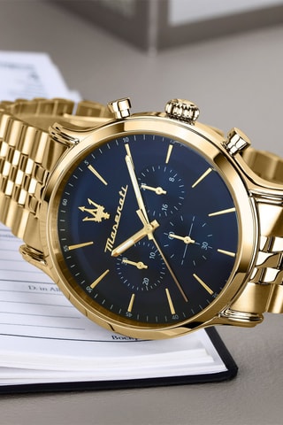 Montre à quartz en plaqué or jaune - Chronographe