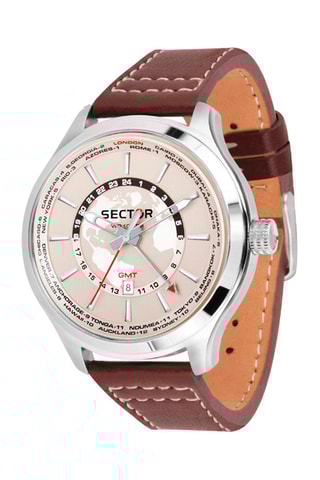 Montre à quartz en cuir Marron et argenté