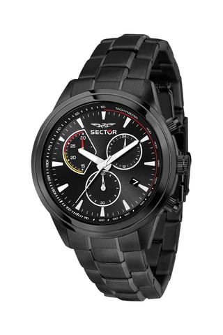 Montre à quartz en acier 670 - Tachymètre - Noir et blanc