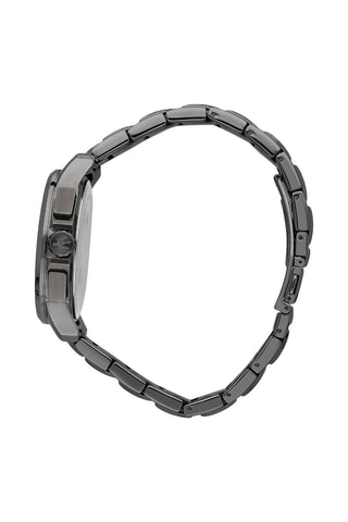 Montre à quartz en métal et plaqué ion gris - Chronographe - Gris et bleu marine