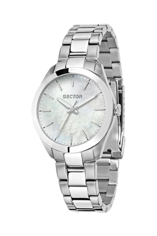 Montre à quartz en acier et nacre 120 - Argenté et blanc
