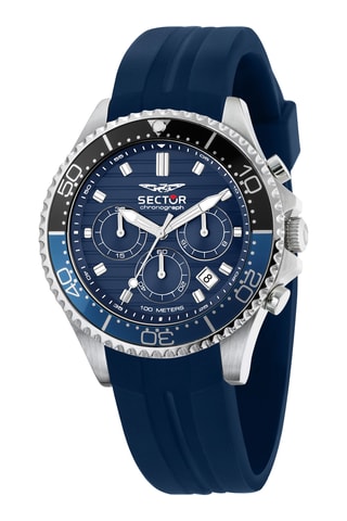 Silicone Quartz Horloge - Chronograaf - Donkerblauw en Zwart
