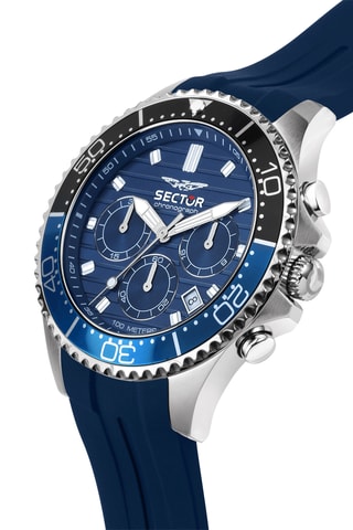 Silicone Quartz Horloge - Chronograaf - Donkerblauw en Zwart