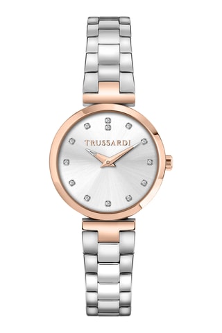 Montre à quartz en acier - Argenté et doré rose