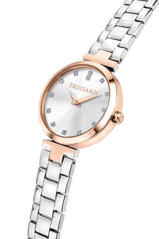 Montre à quartz en acier - Argenté et doré rose